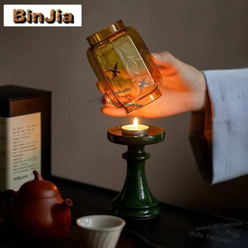 Emerald Green Willow Swallow Candle Holder Vintage Scented Aromatic Candles Candle Lights Tea Ceremony Wedding Decoration Gift