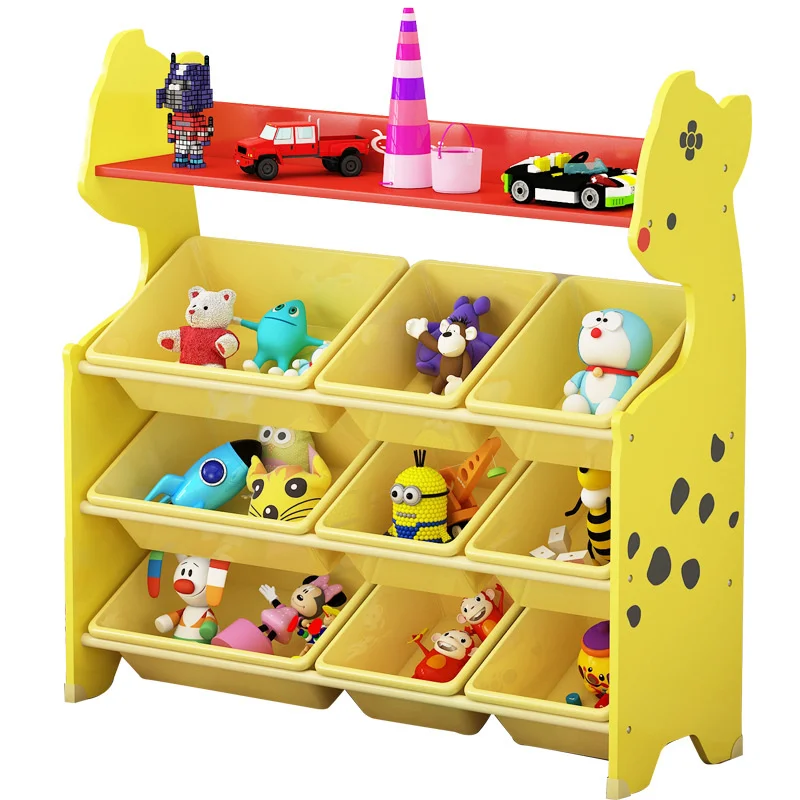 Children\'s Toy Storage Rack Kindergarten Baby Book Shelves Sundries Storage Lockers, Cartoon Furniture for Playroom Organization