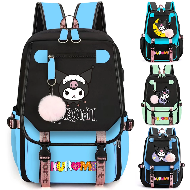 Anime Kuromi Backpack Teen Girl Boy Student Back To School Schoolbag My Melody Hildren Women Rucksack Usb Cartoon Laptop Mochila