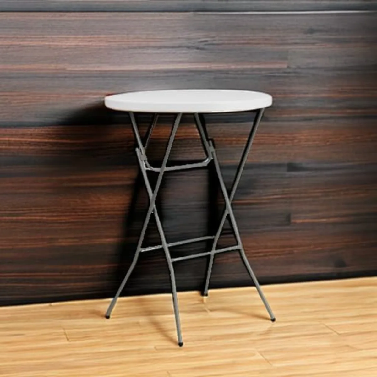 32인치 원형 접이식 테이블 4개 세트, 실내외 파티, 결혼식, 케이터링 행사용 흰색 플라스틱 휴대용 바 테이블.