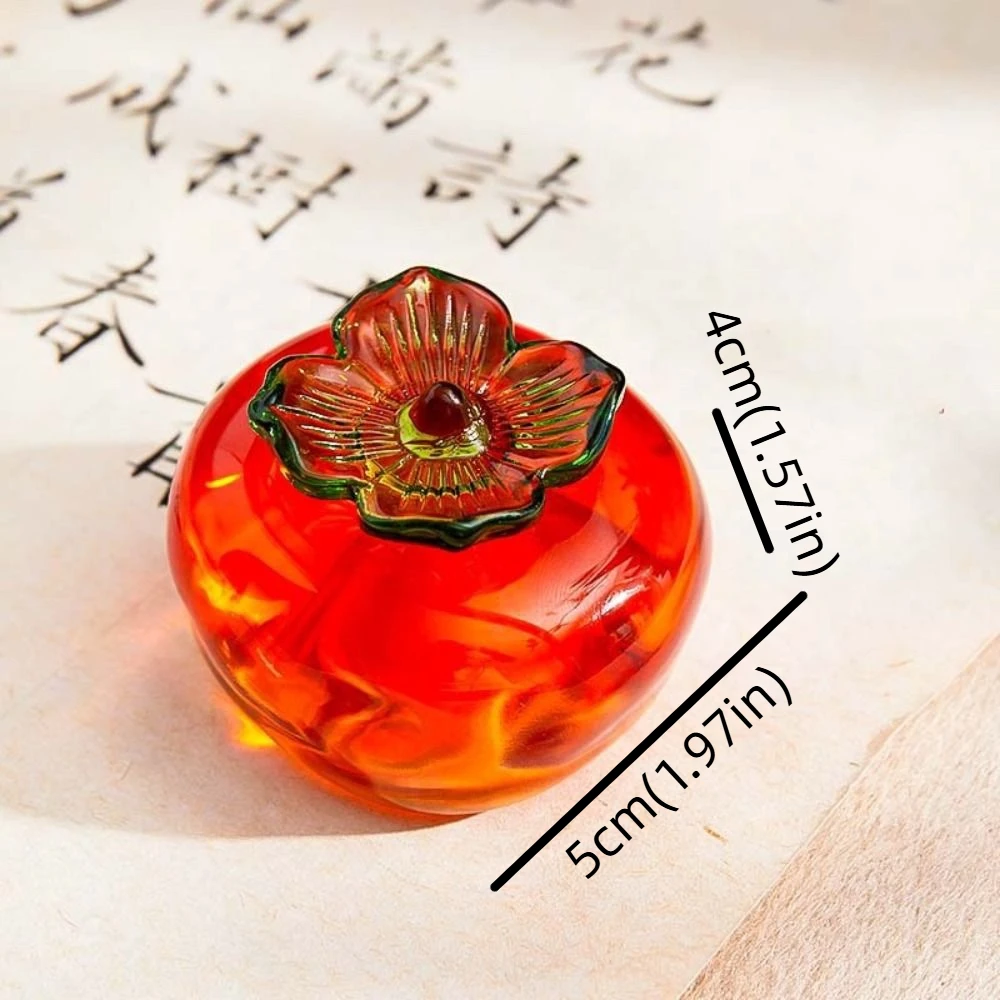 Professional Crystal Glass Paperweight Traditional Writing Pumpkin Persimmon Paperweight Painting Drawing