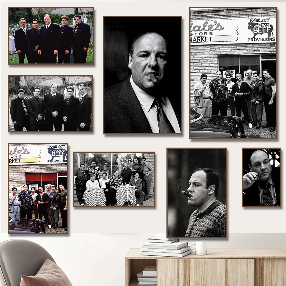 Classic TV Series Show The Sopranos Family Prints Canvas Smoking  Poster Wall Art Pictures for Living Room Home Decor
