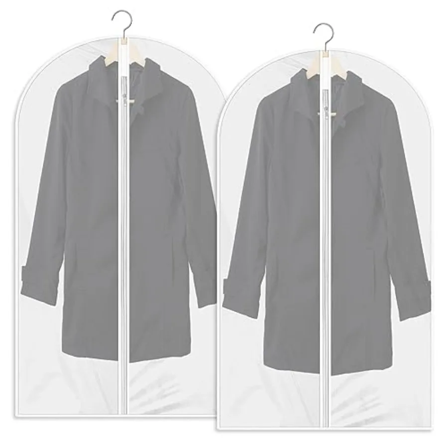

Garment Bags for Hanging Clothes, 2 PCS Dust-Proof Clothes Cover Bag Clear Garment Bag Breathable Coat Protector Zippered Garme