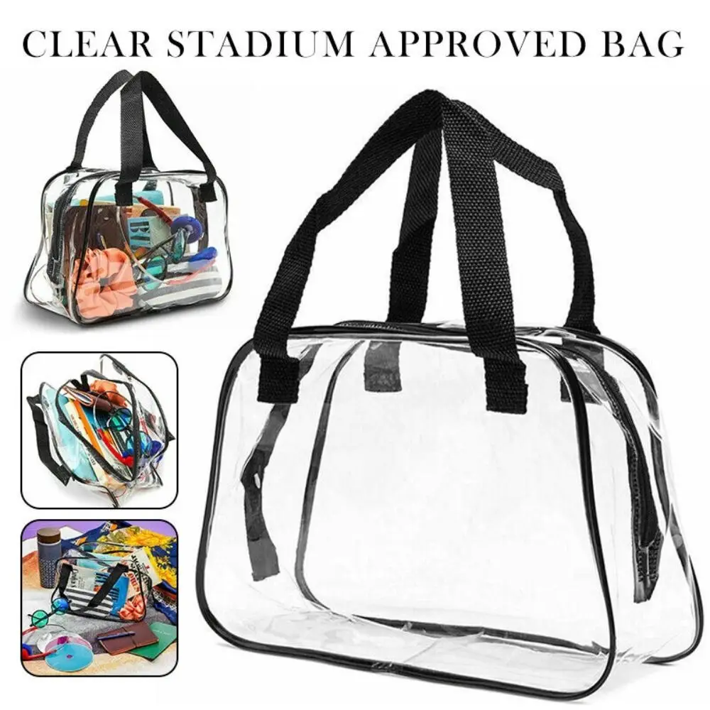 

New Transparent Storage Cosmetic Bag Small Handbag Clear Stadium Approved Tote Bag Travel Toiletries Bag