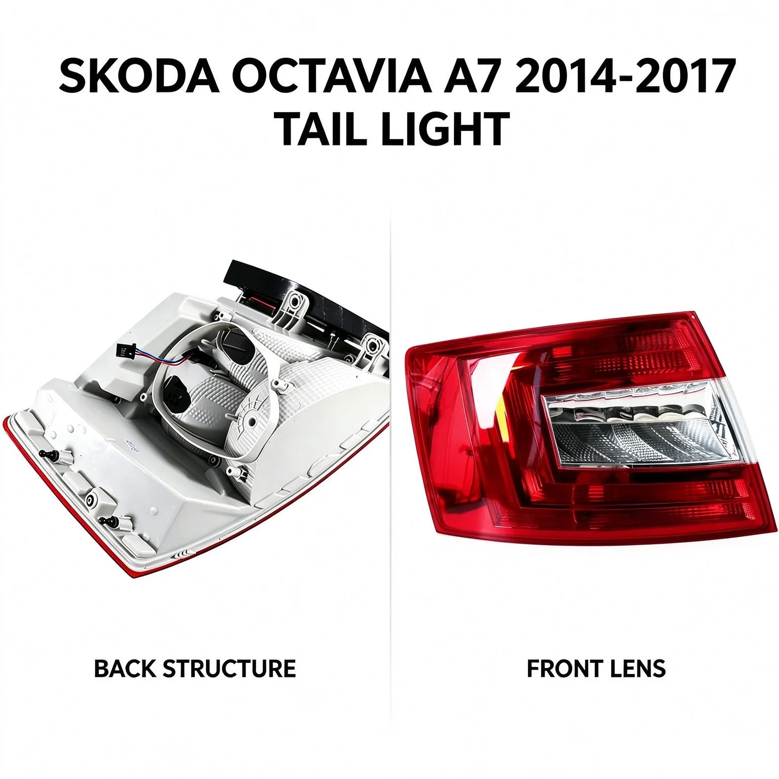 Tail Light Assembly for Skoda Octavia A7 2014 2015 2016 2017 Rear Lamp Single Piece Brake Turn Signal Left or Right