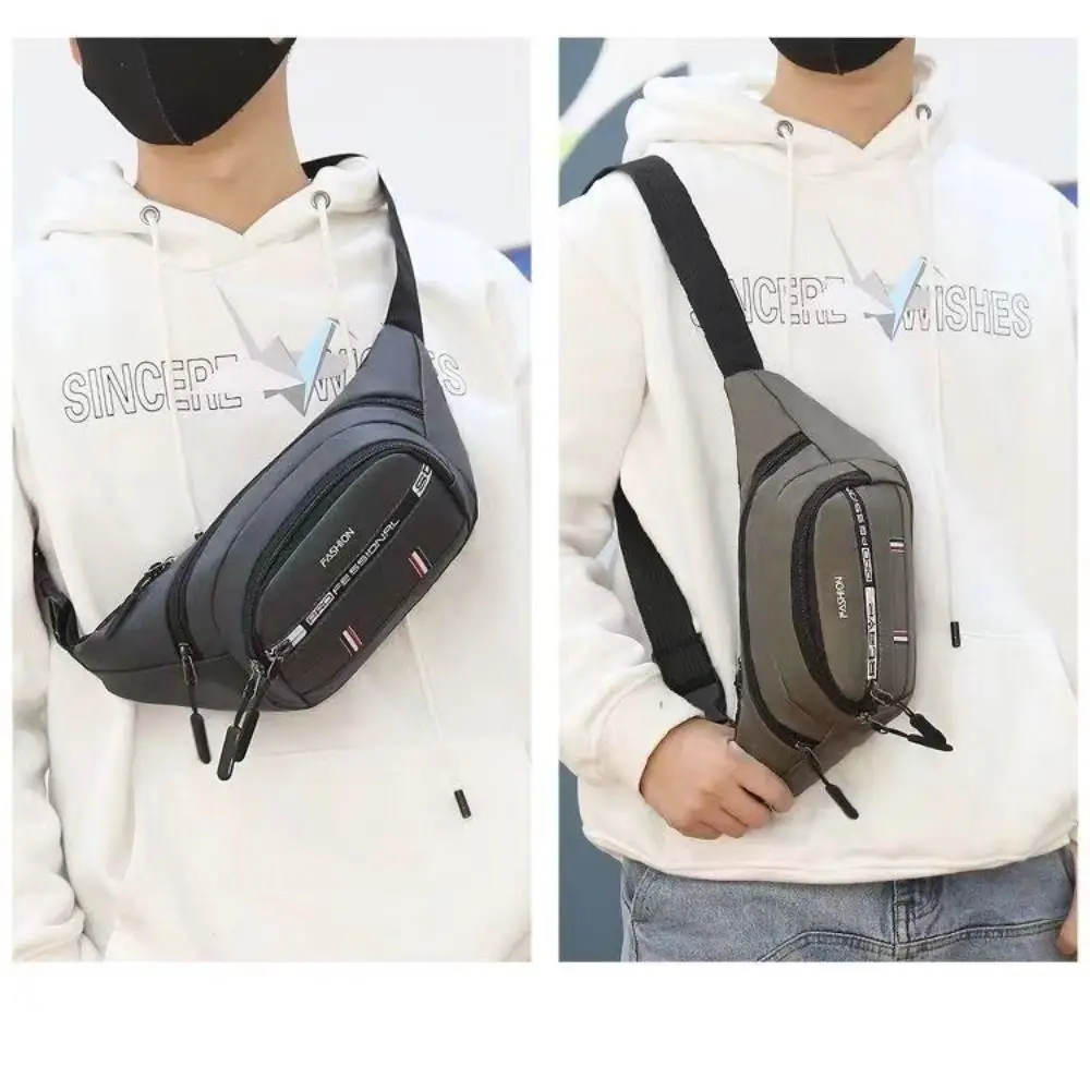 Black Grey Blue Green Men Chest Bag Fashion Large Capacity Oxford Cloth Waist Bag Multifunctional Crossbody Bag Unisex