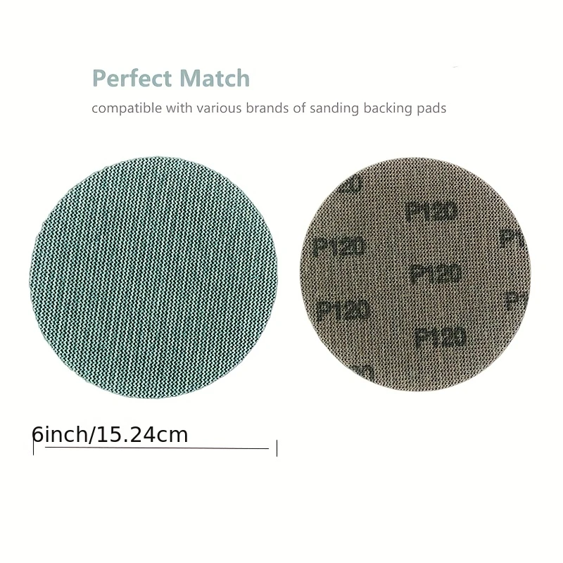 10pcs 6 Inch Mesh Sanding Discs Abrasive Dustless Sandpaper for Woodworking Hook and Loop