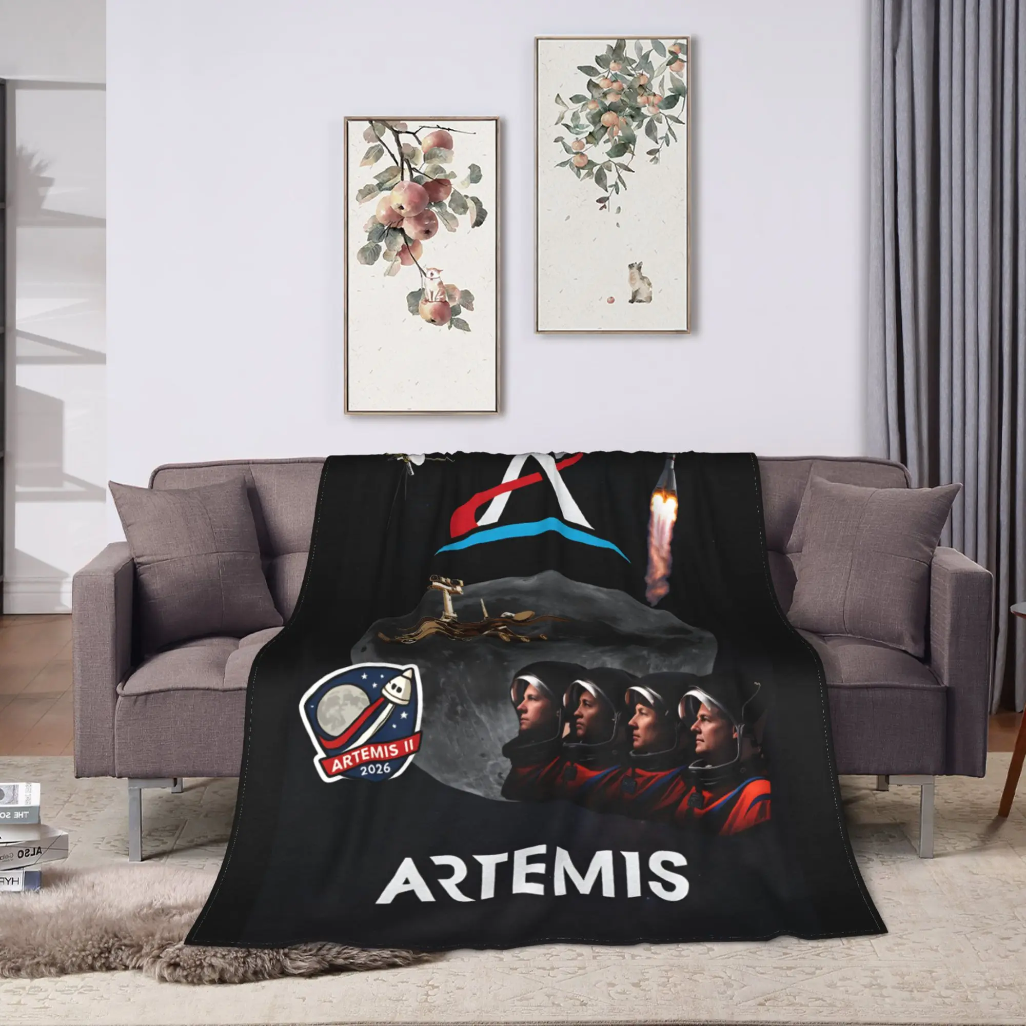 Artemis ii Blanket  Warm Soft Aesthetic Plush Throw Blanket For Home Decor Camping Flannel Bedspread Bed Cover