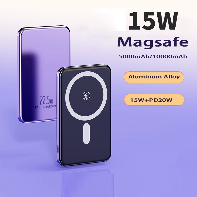 

10000mAh Magsafe Power Bank 15W Fast Magnetic Wireless Charger External Spare Battery Powerbank For iPhone 16 15 Xiaomi14 Samsug