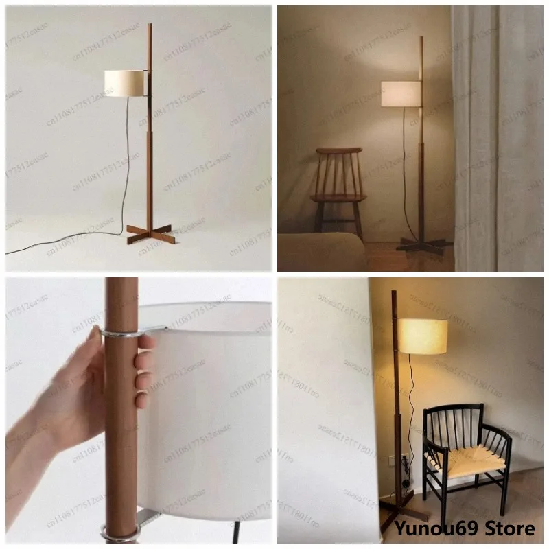 Premium Japanese Vintage Wood Fabric LED Floor Lamp, Durable Decorative Standing Light For Living Room Bedroom