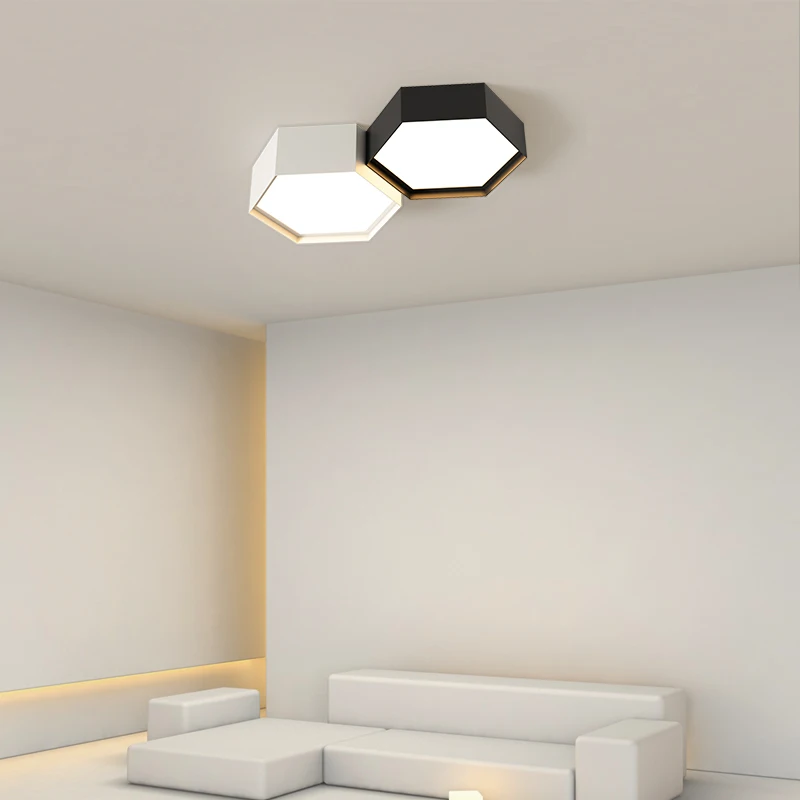 Nordic preto e branco luzes de teto, sala de estar, sala de jantar, design criativo lâmpadas, cozinha, quarto, luminária interior