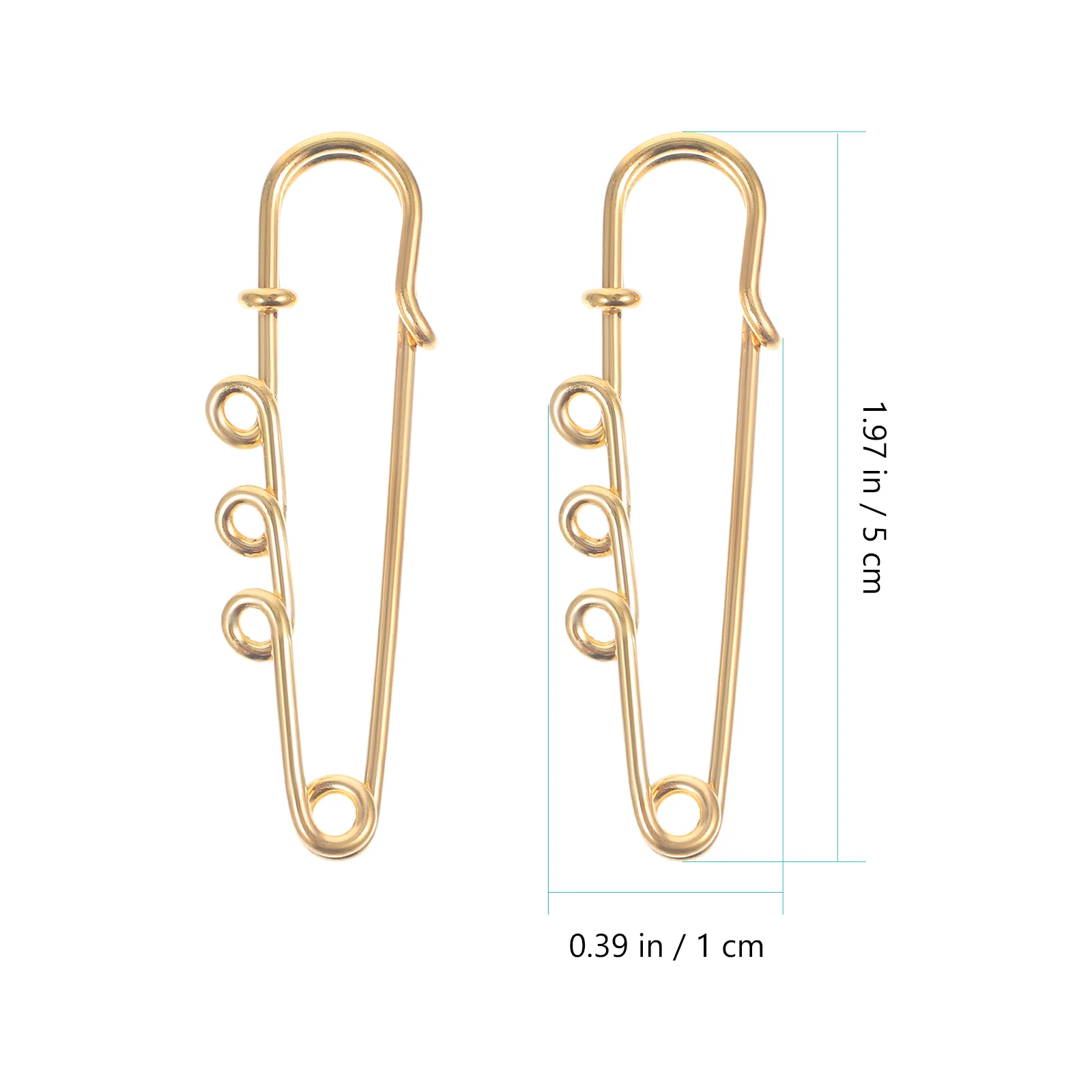 50 Pcs Jewlery 3-Hole Safety Pin DIY Clothes Alloy Brooch Pins Jewelry Golden Decorative