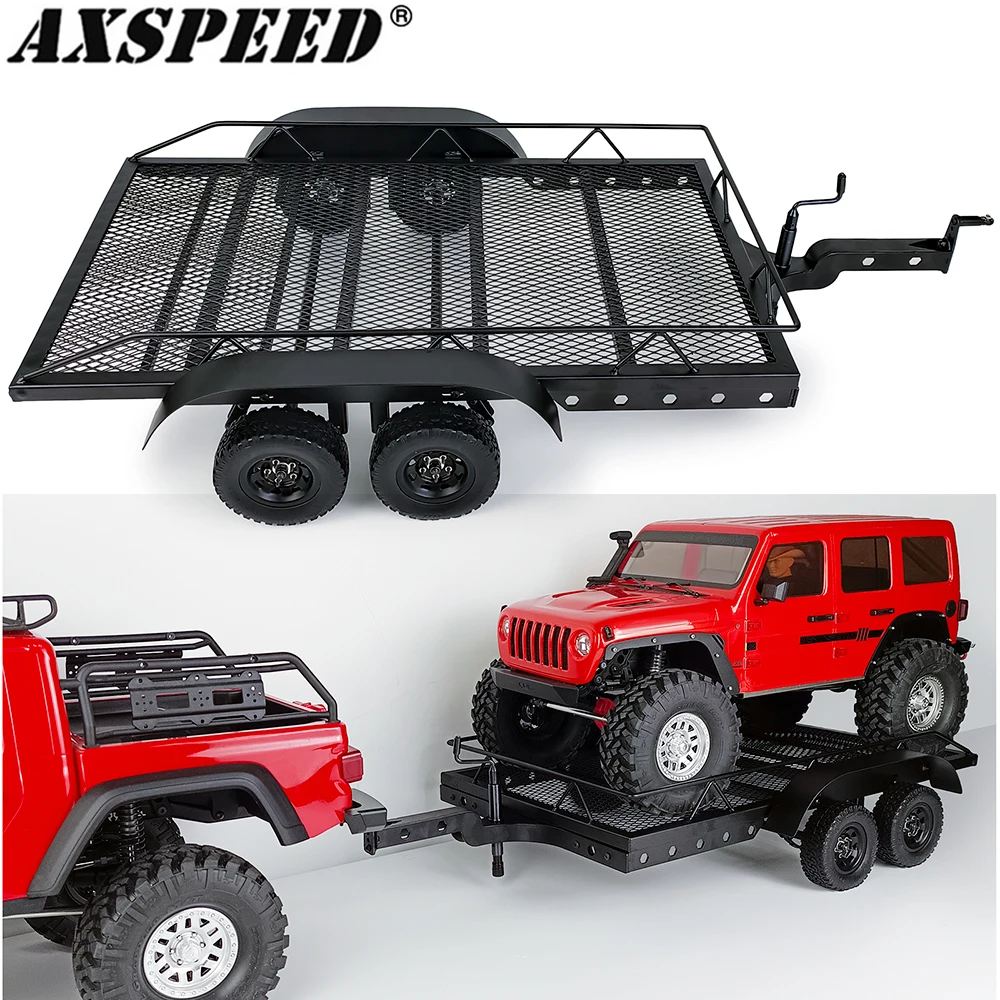 AXSPEED Metal Trailer Car Cargo Carrier 455*267mm for 1/10 RC Crawler Axial SCX10 CC01 F350 HILUX 90034 D90 TRX-4 Upgrade Parts