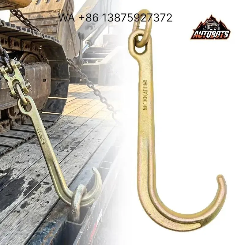 Wmwmnu for Tow Chain J Hook Yellow Zinc Plated G70 Alloy Steel 15 Inch Clevis 5400lbs Recovery Long Shank Towing for Truck