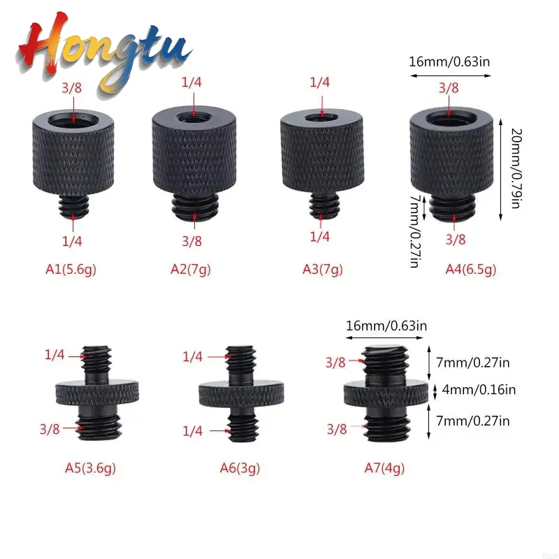 

Hongtu Aluminum Thread Adapter Screw Adapter Tripod Thread Adapter Mount Adapter Photography Spare Parts 3/8 Female to 1/4 Male