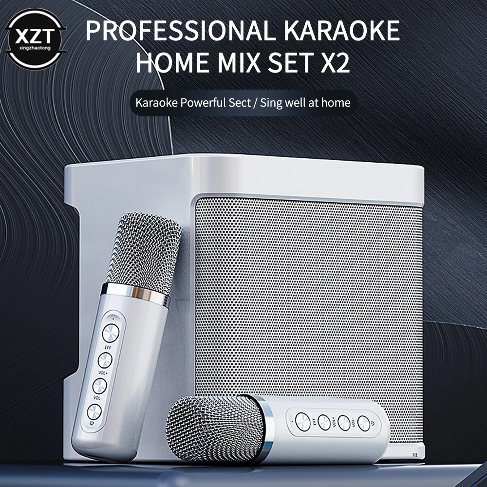 Newest Ys-203 Karaoke Machine Speaker System With 2 Microphones Portable Wireless Bluetooth-compatible Home Tv Ktv Set Speakers