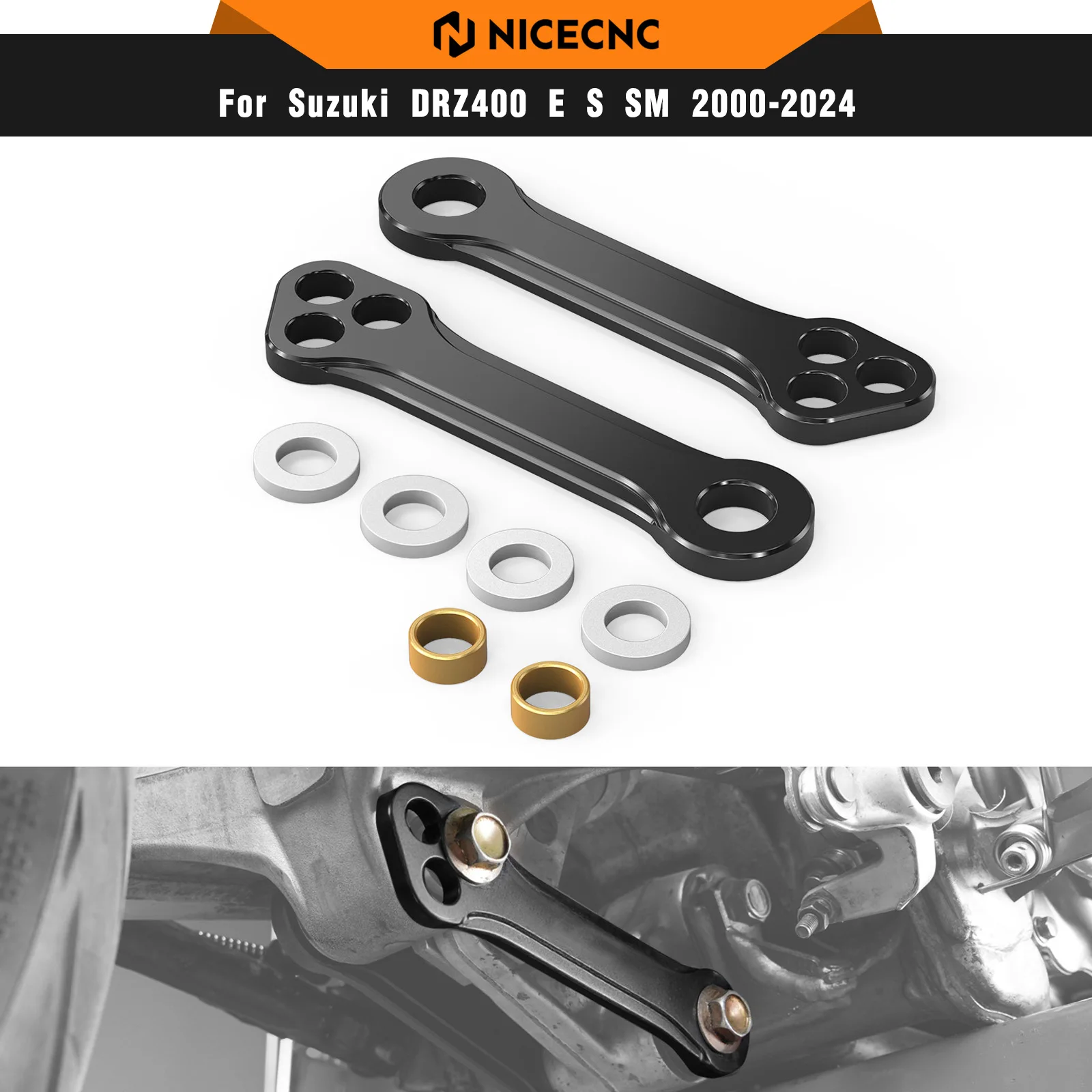 NICECNC For Suzuki DRZ400 DRZ400E DRZ400S DRZ400SM DRZ 400 S DRZ 400 SM 2000-2024 2023 Multi-Level Lowering Link Lower 1.5