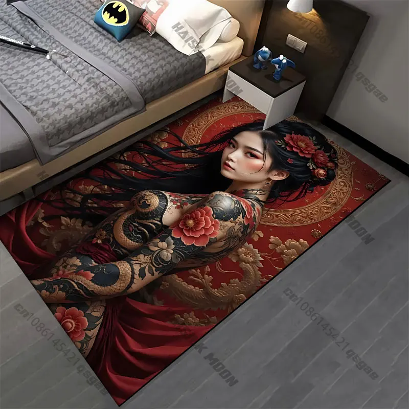 Samurai woman red umbrellacarpet Yoga living room room decor children's crawling mat doormat area rug games floor mat