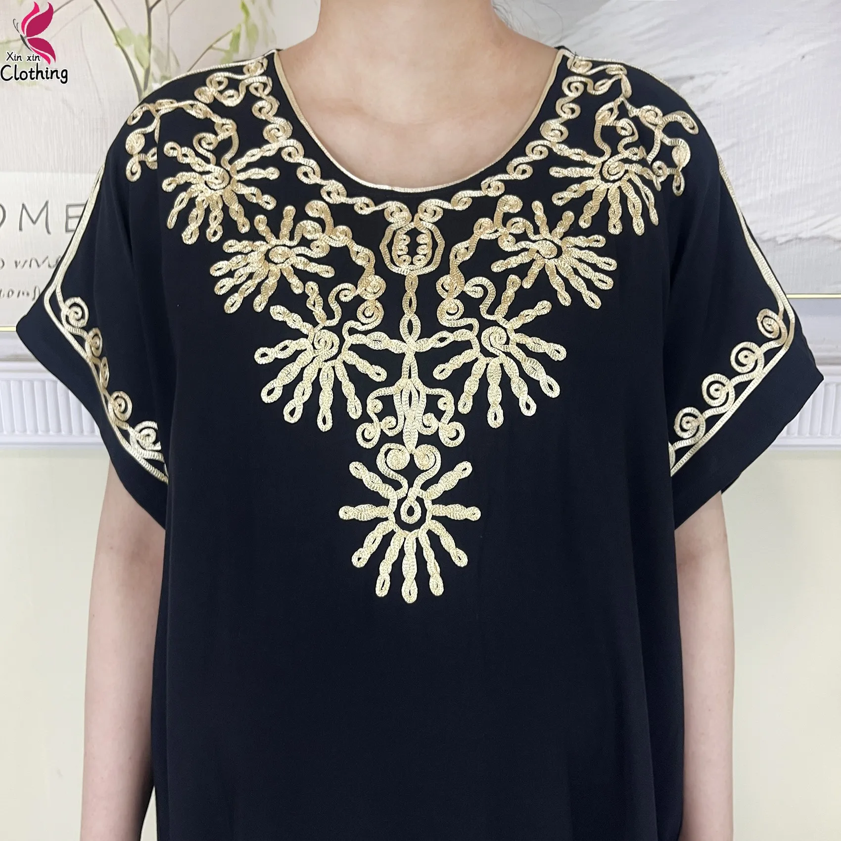 Neue Baumwolle Abaya Dubai Dame Maxi Robe Stickerei Lose Türkei Kaftan Islamische Kleidung Muslimischen Afrikanischen Für Frauen Kleid Mit Schal