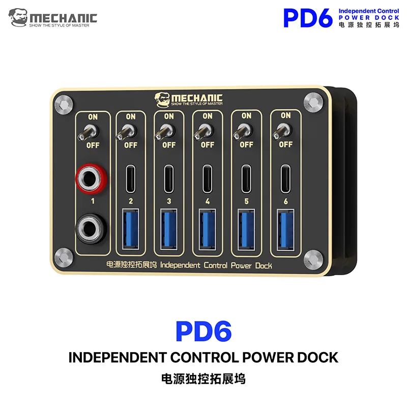 MECHANIC PD6 Power Expansion Dock Multi Channel DC Output For Smartphone Motherboard Repair Test Power Supply Station Module