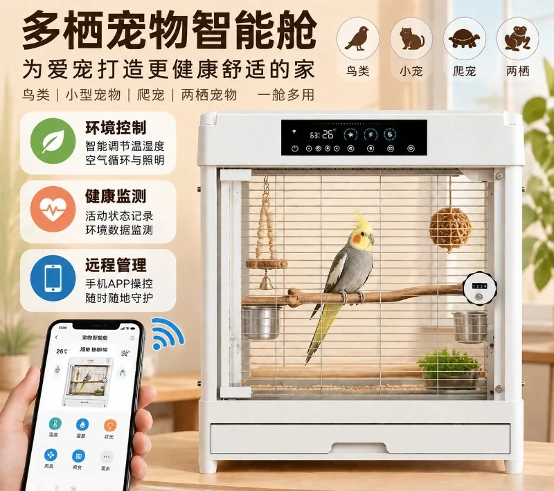 Pet smart cabin, Xuanfeng monk parrot villa multi-functional bird cage, rabbit hamster guinea pig space capsule