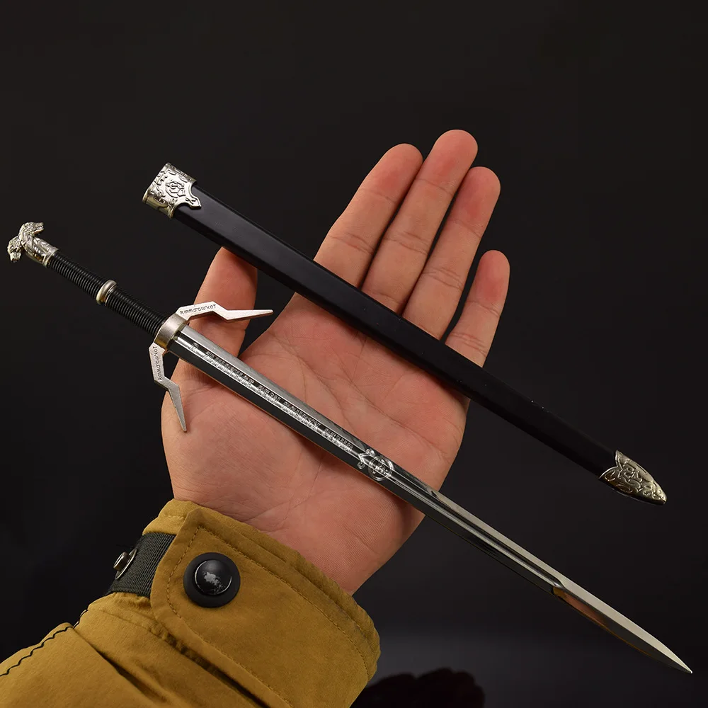 30cm 은색 검 흰색 늑대 Geralt 강철 검 22cm 게임 주변 중세 기사 사무라이 검 무기 모델 선물 장난감 소년