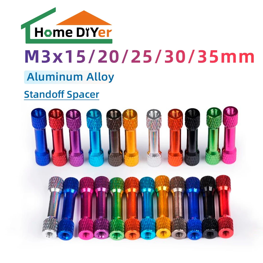 

5Pcs M3 Aluminum Spacer M3*15/20/25/28/30/35 Double Head Knurled Aluminum Alloy Standoff Spacer Pillar For Rc Multicolor