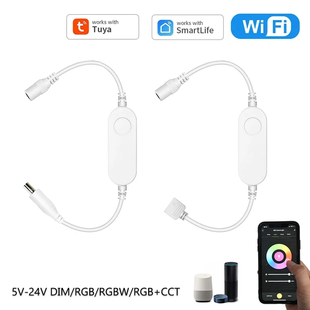 WiFi Mini Led Controller DC 5V 12V 24V Dimmer CCT RGB RGBW RGB+CCT Strip Controller TUYA Smart Life APP f Alexa Google Assistant