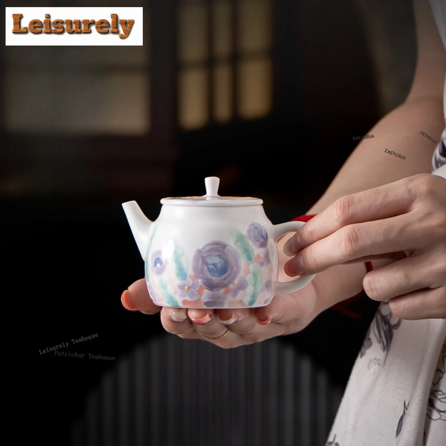 HOYIHM 125ml Flowers Casting Shadows Teapot Zen Tea Infuser Pot Tea Maker Kettle With Strainer Green Tea Tableware Collection