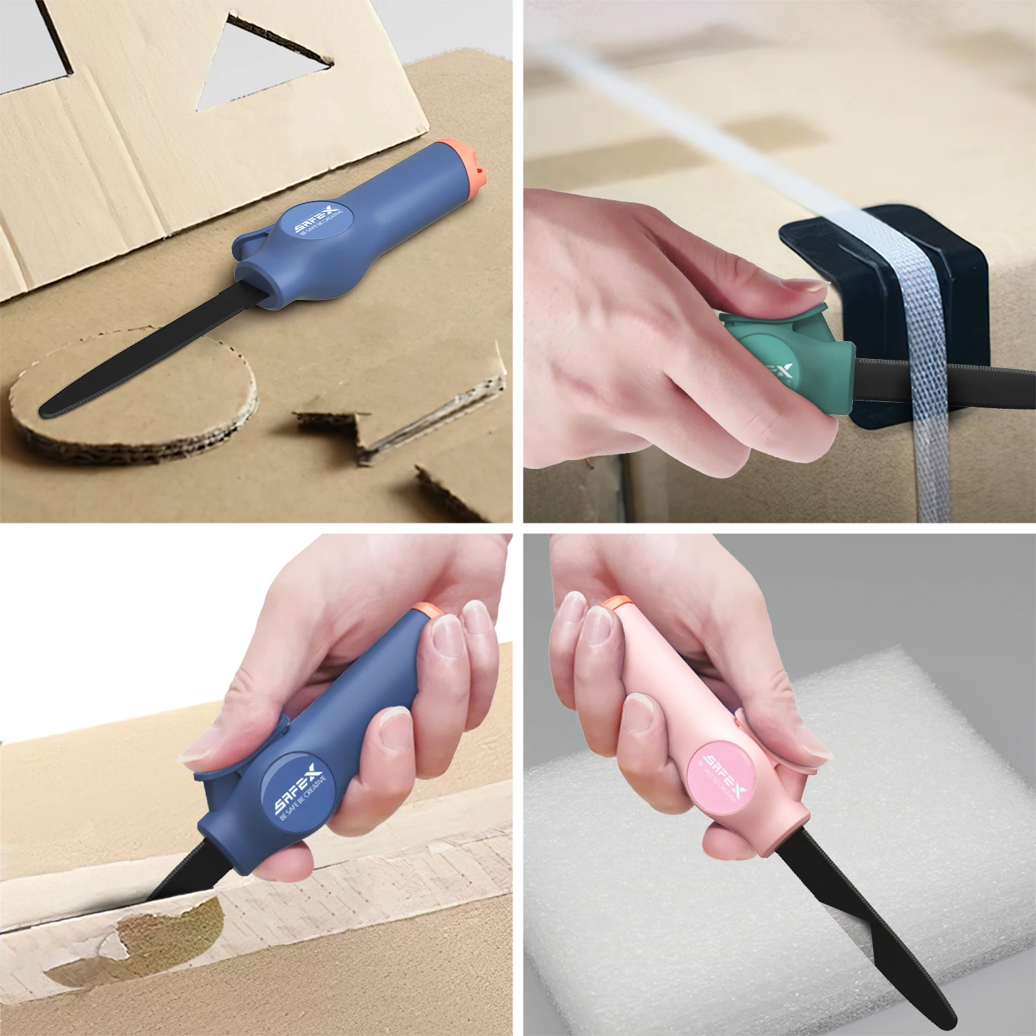 Safex,Safely Portable Express Parcel Push Utility Knife Multifunction Box Cutter Keychain Hook Blade Sharp Cutter Tool