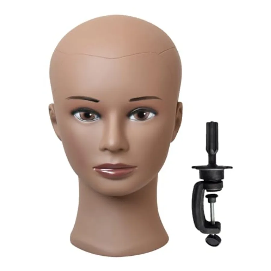 

Лысая женская голова манекена для профессионального косметологического обучения, идеально подходит для изготовления париков и дисплея с регулируемой зажимной подставкой R