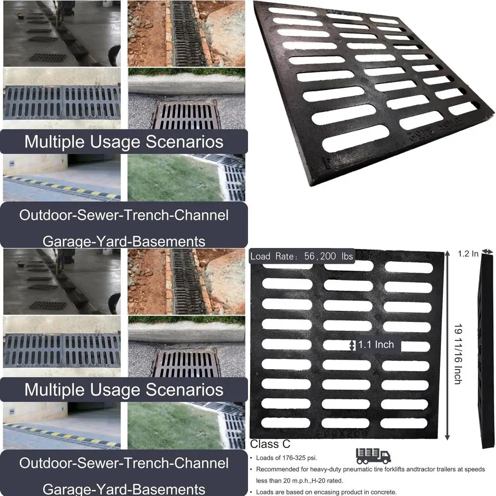 

Крышка для водоотводного канала 20x20 для тяжелых условий эксплуатации на улице, черная квадратная решетка для дренажа гаражей