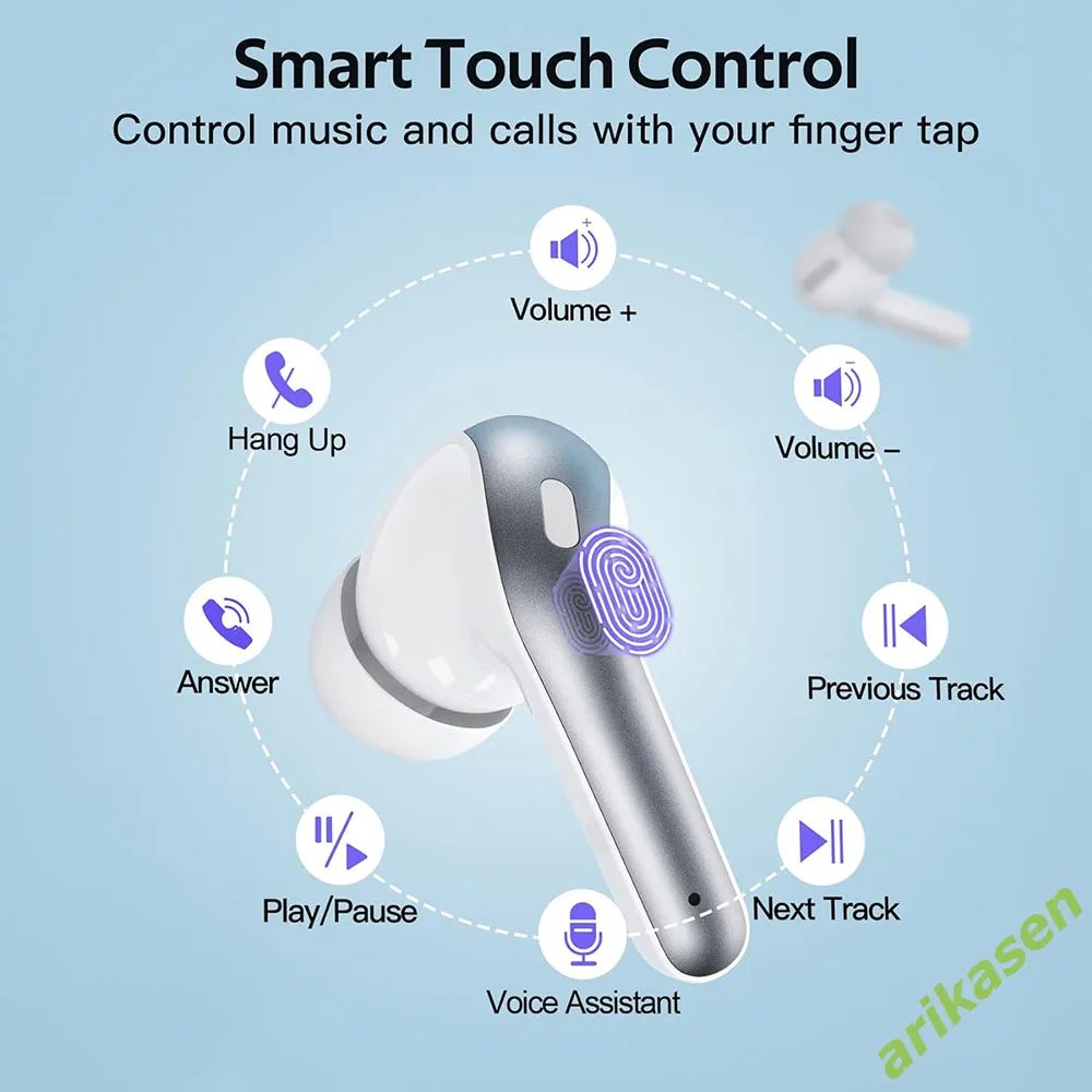 TWS Earphones Bluetooth Wireless Headphones IPX7 Waterproof TWS Earbuds Double Mic Call Noise Reduction In-Ear Handfree Earbuds