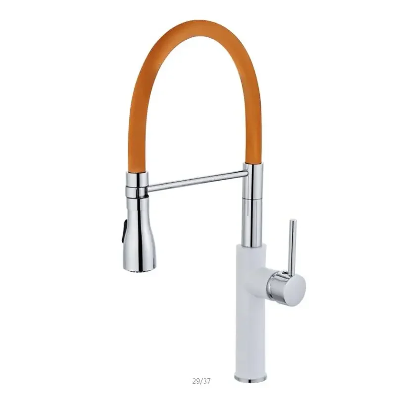 Kitchen Faucets Sink Crane Deck Mount Pull Down Dual Sprayer Nozzle Hot Cold Mixer
