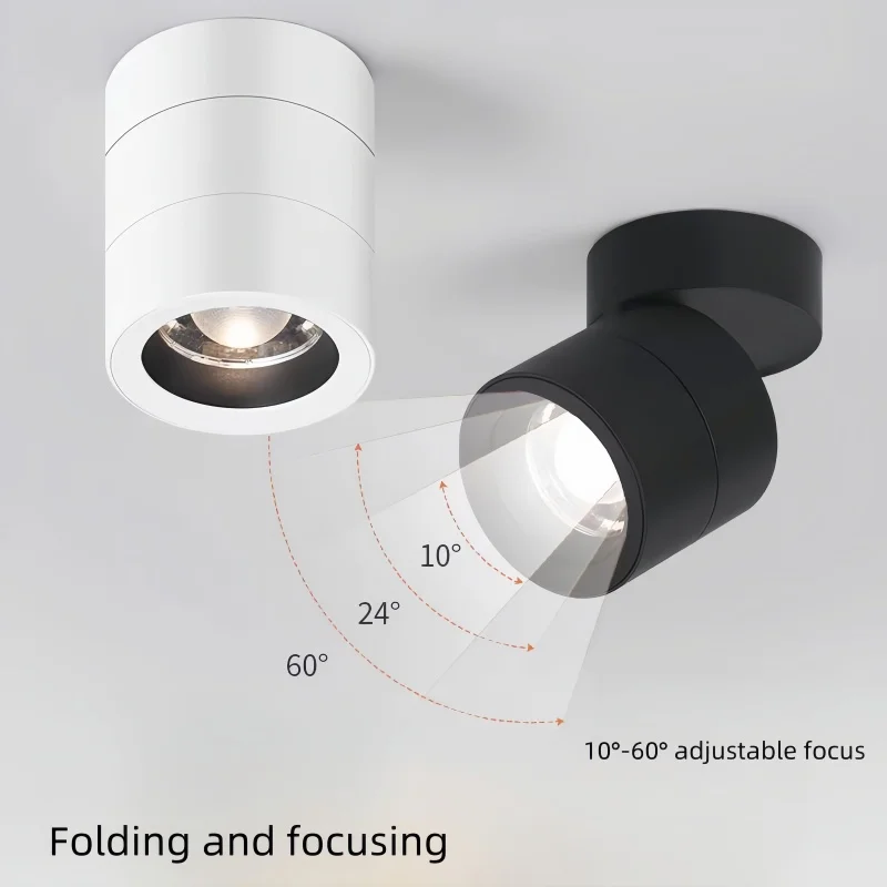 Surface Mounted Rotary Folding Focus Light 10W12W COB Downlight Focusing Background Wall Porch Decorative Spotlight Light AC220V