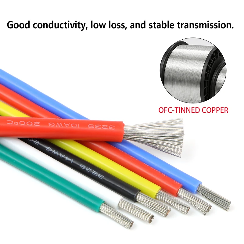 3239# High-voltage 3KV Copper Wire 30 28 26 24 22 20 18 16 14 12 10 08 AWG Silicone Insulated LED Lighting Line Electronic Cable