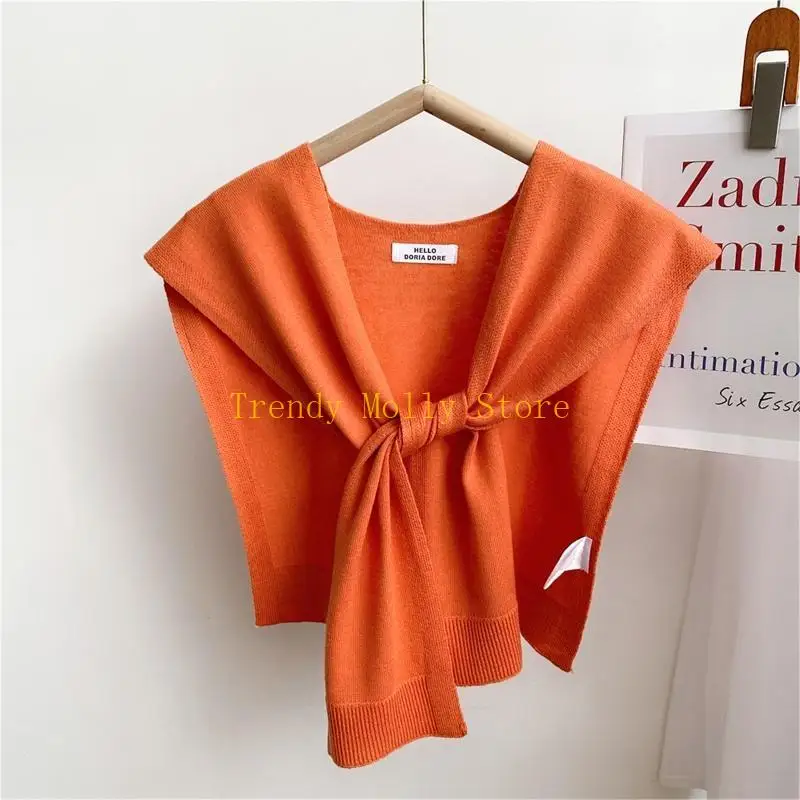 

N5KB Шарф Шаль Обертывания Сплошной цвет Женский Легкий вязаный крючком наплечник Корейский