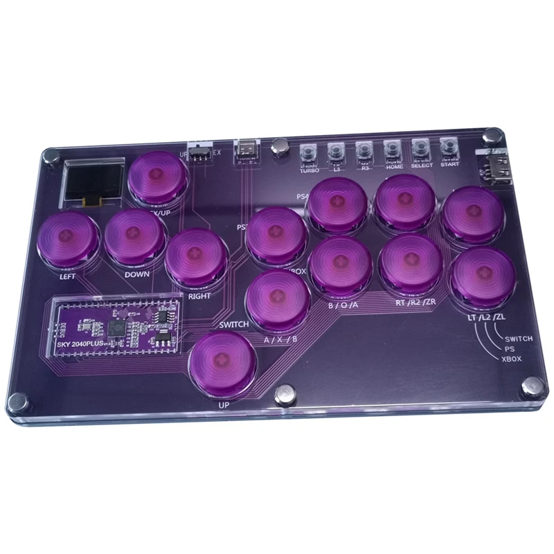 

Fight Stick Arcade Joystick Hot-Swap Encoder Controller Xinput/Dinput Mini Hitbox Console For PC/Switch/PS3/PS4 Purple