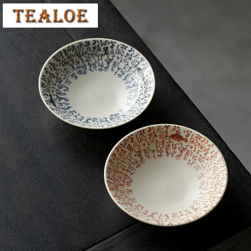 

Soda Glazed Poetry Prose Teapot Holder Zen Ceramic Fruit Plate Aesthetic Handmade Dry Brew Table Tea Tray Drinkware Collection