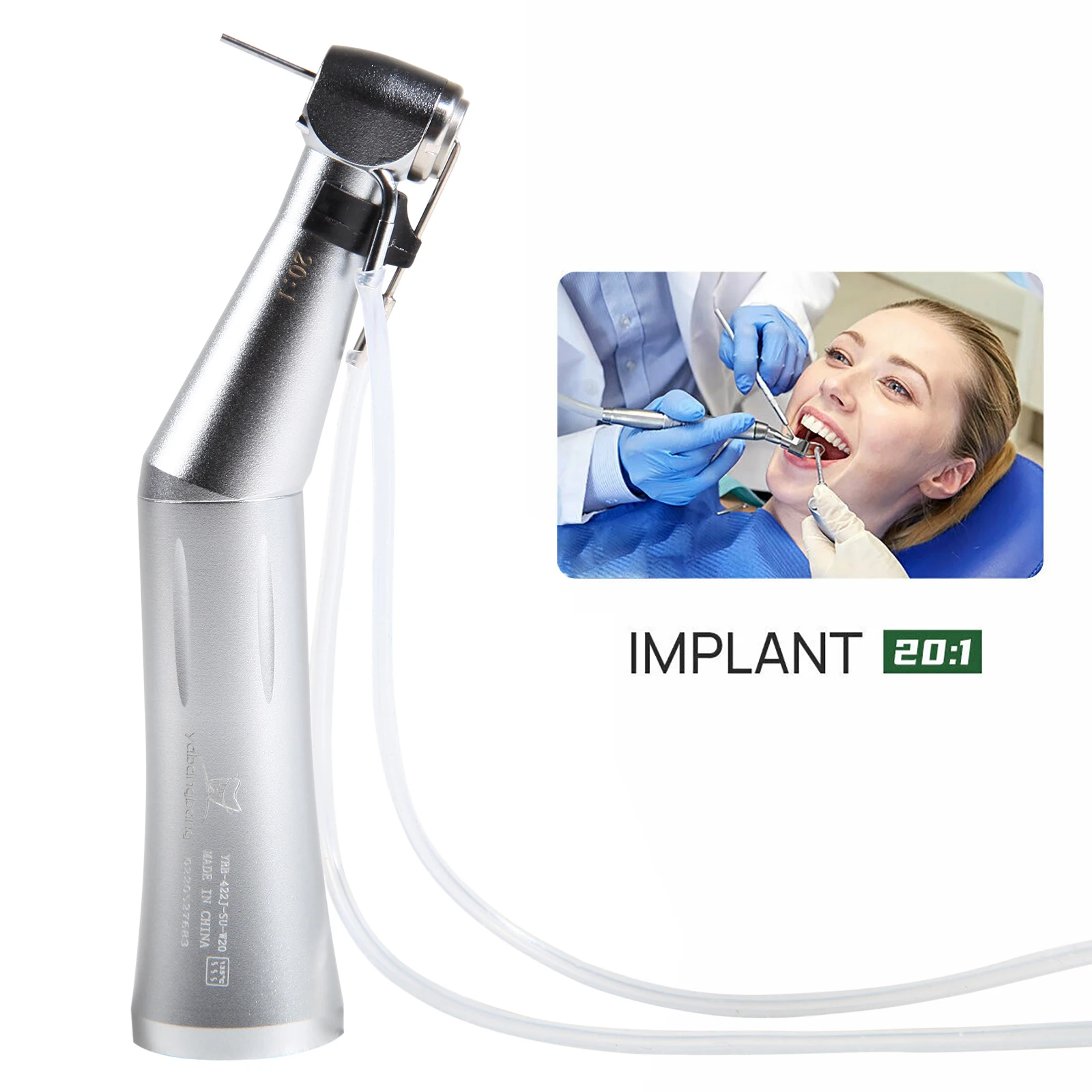 NSK Style Dental Implant (LED) Surgery 20:1 Reduction Handpiece Contra Angle