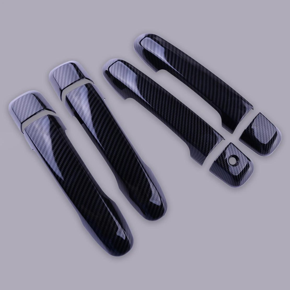 1 Set Exterior Door Handle Covers Trims Fit for Toyota Land Cruiser Prado FJ150 2010 2011 2012 2013-2019 Carbon Fiber Grain ABS