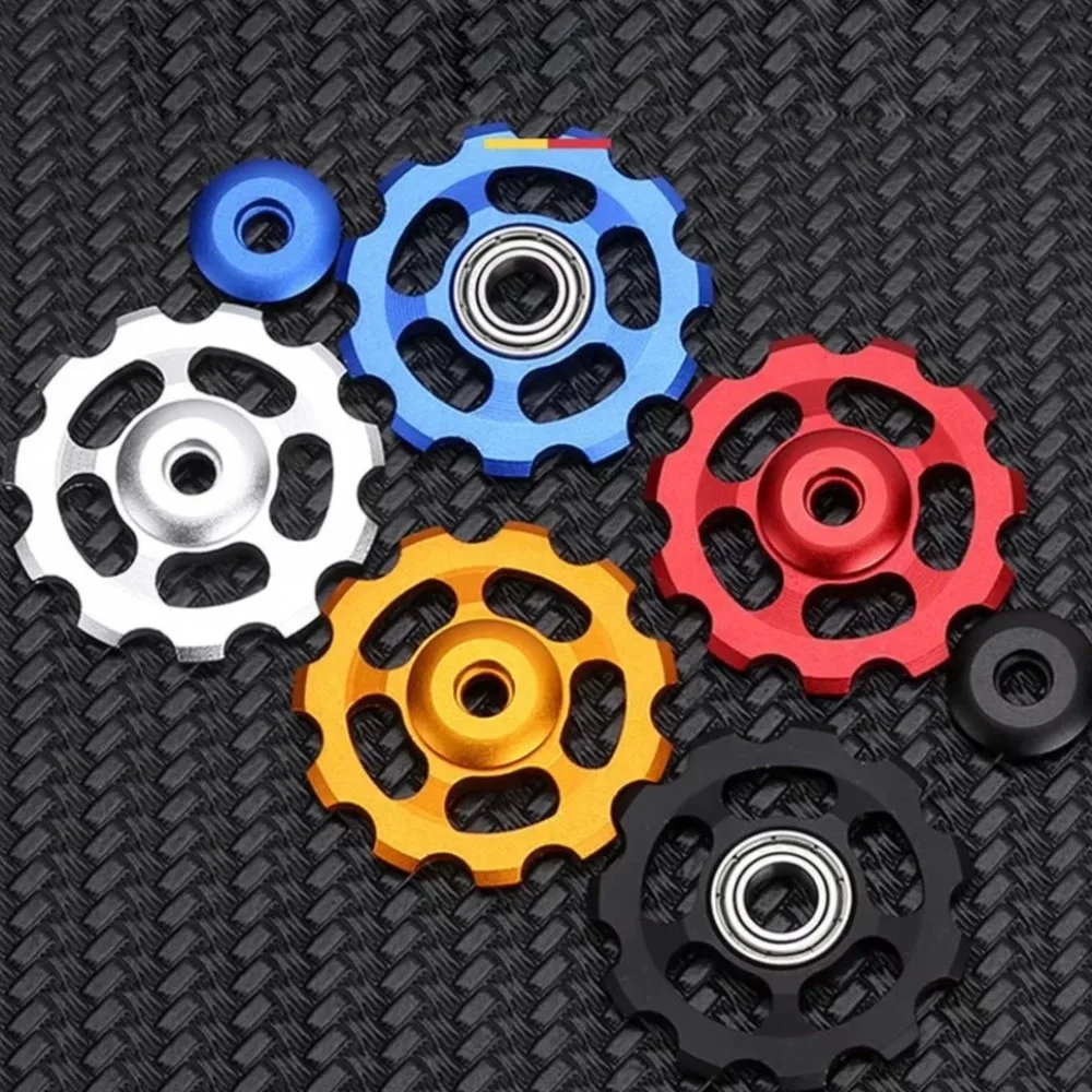 Aluminum Alloy Rear Derailleur Pulley CNC Anodized Ultralight Bicycle Bearing 11T Sealed Bearing Bike Jockey Wheel for 2pcs MTB