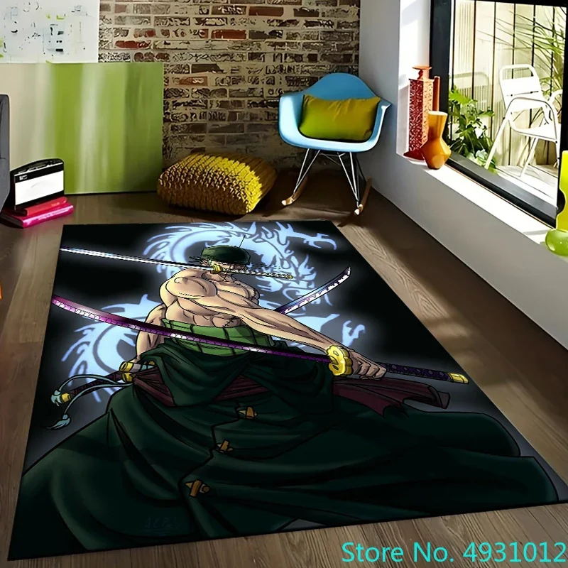 Hot Japanese Anime One Piece Zoro Area Rug Carpet for Living Room Children Bedroom Sofa Doormat Kitchen Non-slip Floor Mat