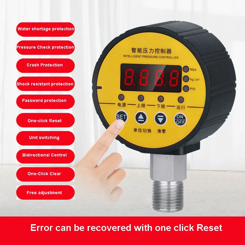 Tyre Pressure Meter Digital Hydraulic Pressure Gauge 400BAR 0 to 40Mpa 10000PSI with G1/4 Connector Vacuometro Digital