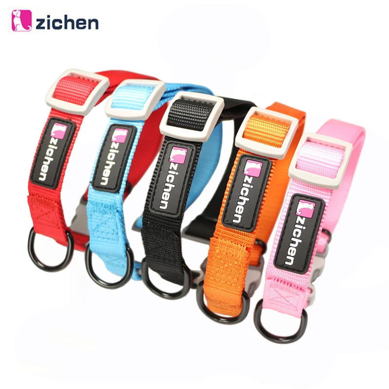 Zichen-Adjustable Nylon Pet Collar, Monochromatic, Durable, Small Dog, Cat Necklace, Small, Medium, Large, 5 Colors