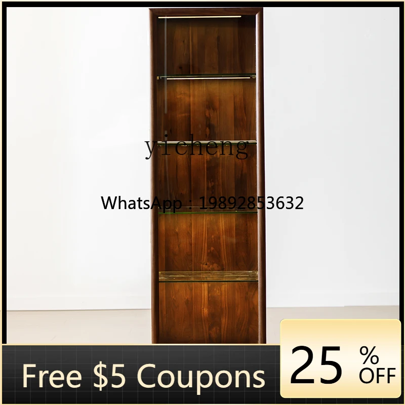 

AA black walnut display cabinet all solid wood locker living room simple modern bookcase