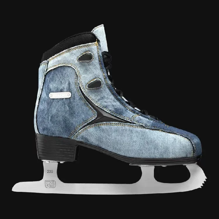 

Children's Denim Ice Skate Shoes with Ice Blade, Winter Figure Skating Sneakers, Professional Patins, Adult Beignners, New