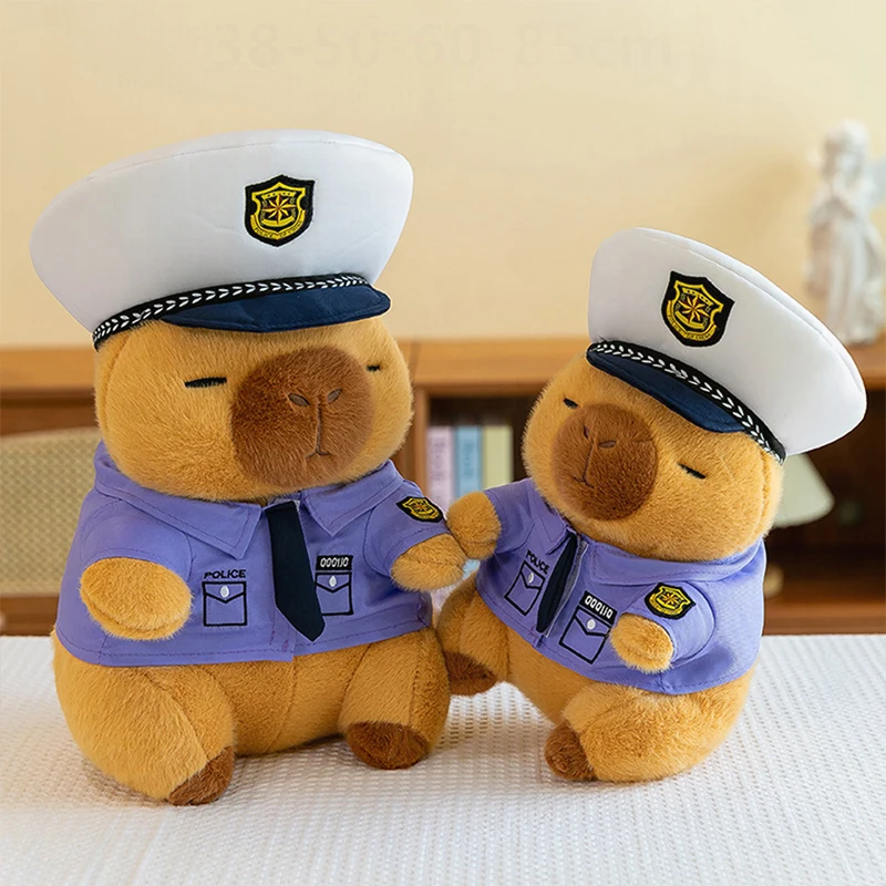 

Kawaii New Plush Toy Capybara Police Stuffed Animal Pillow Cute Children Birthday Xmas Gift for Kids Soft Doll Wholesale Plushie