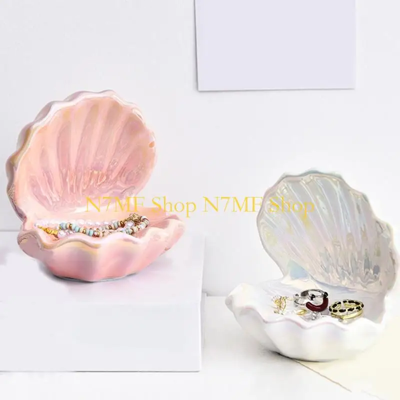 

N7MF Elegant Shell Ring Holder Decorative Home Accessory Organize Earrings Necklace
