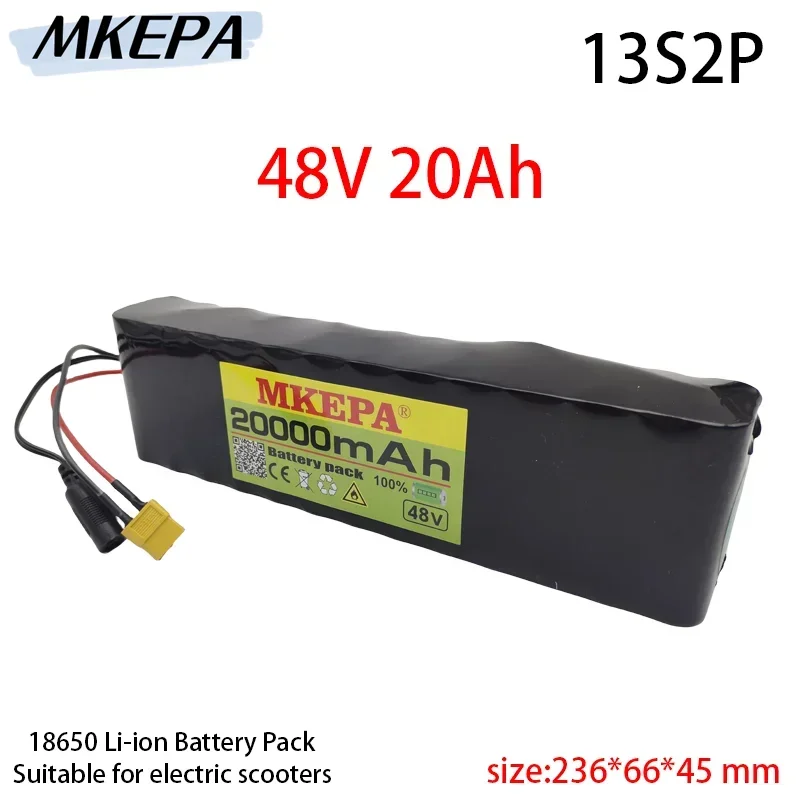 13S2P 48V 20Ah Electric Scooter Battery Pack 18650 Lithium Ion Battery 1000w Electric Scooter E-bike Conversion Kit BMS +Charger